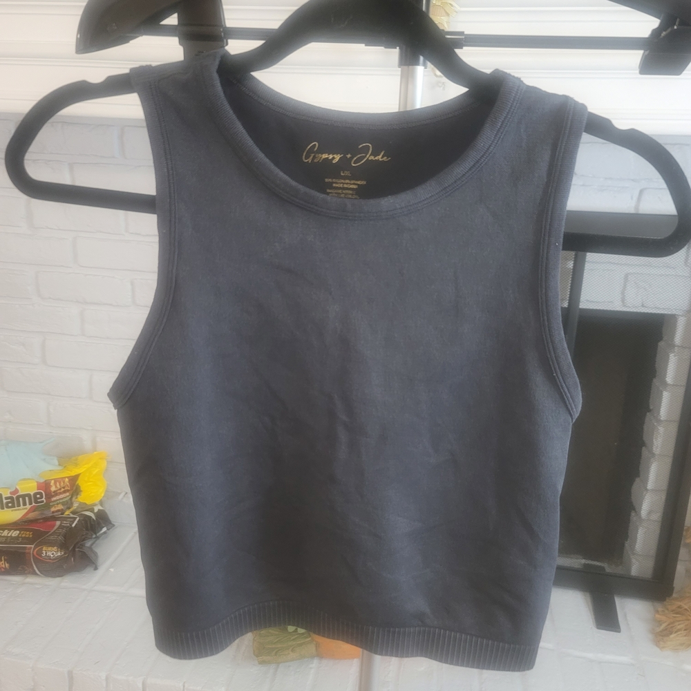 Black Ribbed Crop Tank